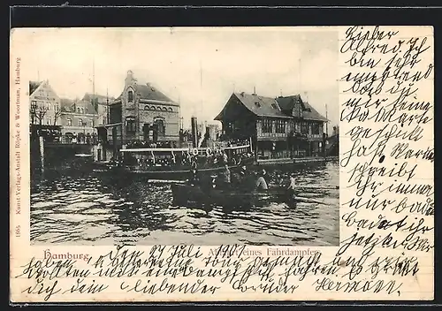 AK Hamburg, Abfahrt eines Fährdampfers