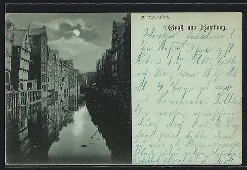 Mondschein-AK Hamburg, am Wandrahmsfleth