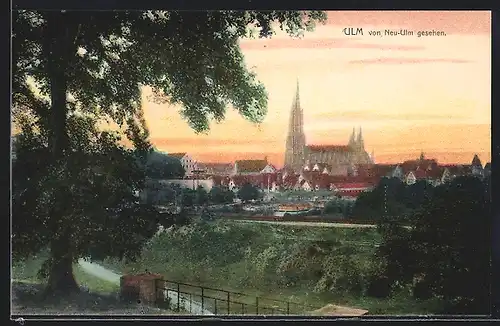 AK Ulm, von Neu-Ulm aus gesehen, Panorama