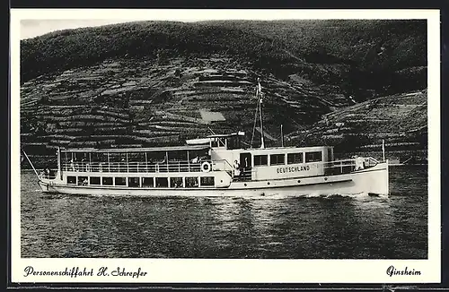 AK Ginsheim, Dampfer Deutschland auf dem Rhein