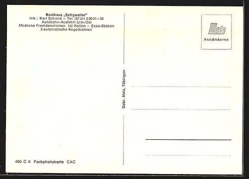 AK Ulm-Seligweiler, Raststätte Seligweiler, Inh. Karl Schmid