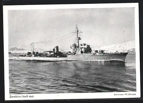 AK Zerstörer läuft aus, Kriegsmarine