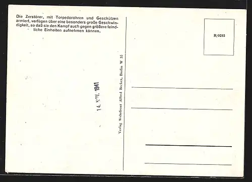 AK Zerstörer läuft aus, Kriegsmarine