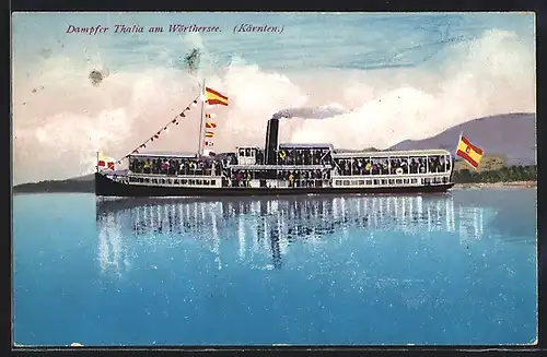 AK Dampfer Thalia in Flaggengala auf dem Wörthersee