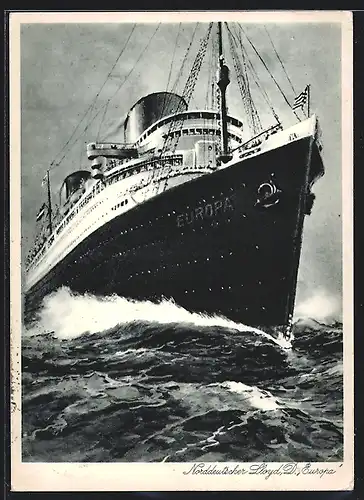 AK Passagierschiff Europa in Fahrt, Norddeutscher Lloyd