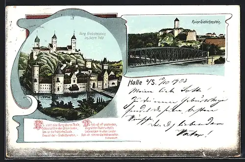 Künstler-AK Halle /Saale, Burg Giebichenstein um 1400, Ruine Giebichenstein