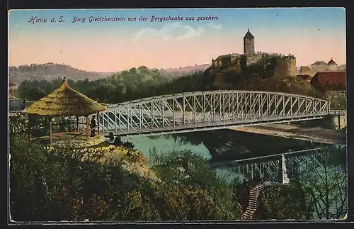 AK Halle a. S., Burg Giebichstein von der Bergschenke aus