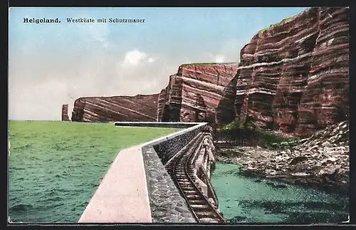 AK Helgoland, Westküste mit Schutzmauer