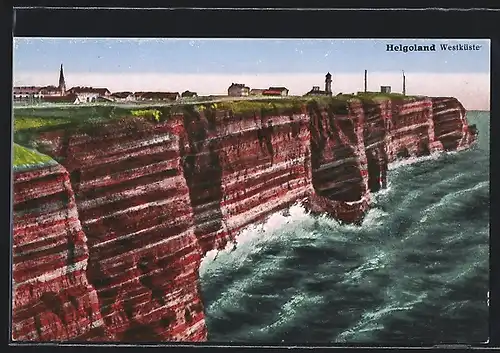 AK Helgoland, Westküste bei Wellengang