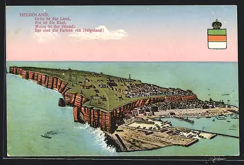 AK Helgoland, Insel Helgoland mit Gedicht Grün ist das Land...