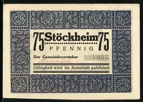 Notgeld Stöckheim, 75 Pfennig, Adelige im Schlossgarten