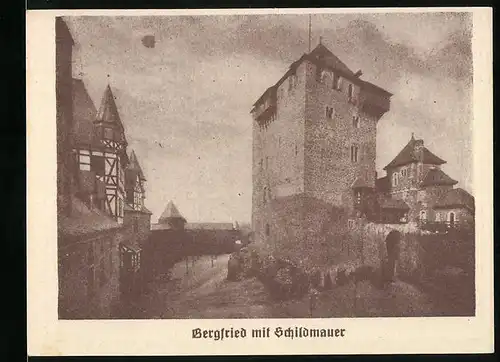 Notgeld Burg a. d. Wupper 1921, 50 Pfennig, Ortsansicht, Bergfried mit Schildmauer