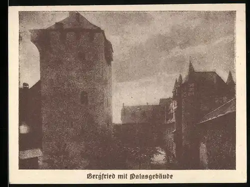 Notgeld Burg a. d. Wupper 1921, 75 Pfennig, Ortsansicht, Bergfried mit Palasgebäude