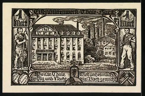 Notgeld Thale-Harz 1921, 100 Pfennig, Eisenhüttenwerk
