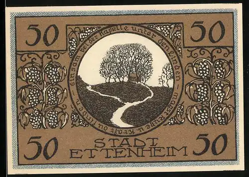 Notgeld Ettenheim 1922, 50 Pfennig, Kappelle unter den Linden, Wappen