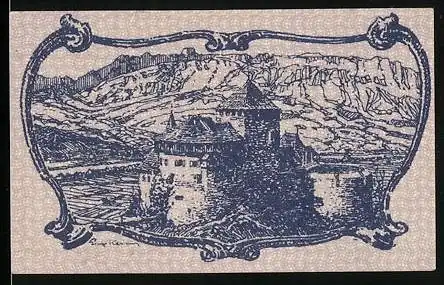 Notgeld Liechtenstein, 20 Heller, Ansicht einer Burg
