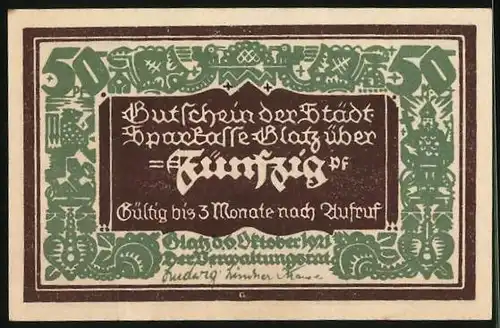Notgeld Glatz 1921, 50 Pfennig, Frau mit Tochter