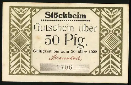 Notgeld Stöckheim, 50 Pfennig, Zwei Adlige im Gespräch