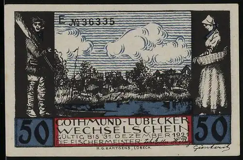 Notgeld Gothmund-Lübeck, 50 Pfennig, Tanzende auf dem Gothmunder Treibelfest