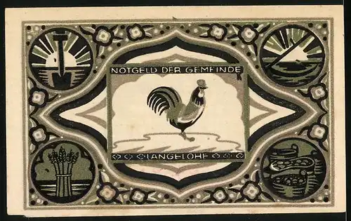 Notgeld Langelohe, 25 Pfennig, Ein stolzer Hahn