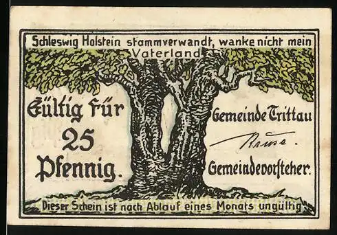 Notgeld Trittau i. Holst., 25 Pfennig, Gasthaus Hinsch