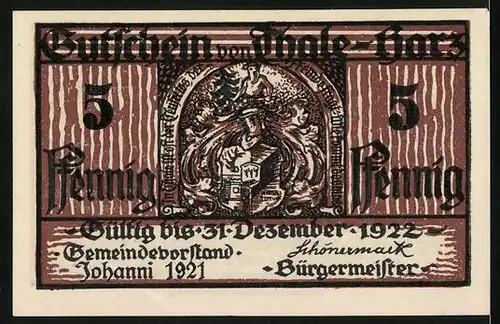 Notgeld Thale-Harz 1921, 5 Pfennig, Heidnisches Bergtheater