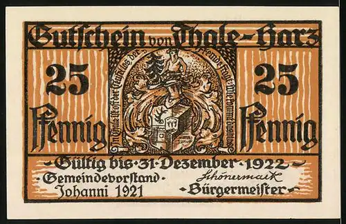 Notgeld Thale-Harz 1921, 25 Pfennig, Walpurgisfeier auf dem Hexenplatz