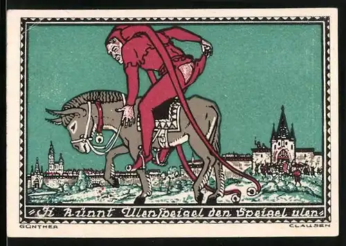 Notgeld Kneitlingen 1921, 1 Mark, Eulenspiegel entblösst sein Hinterteil