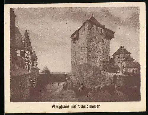 Notgeld Burg a. d. Wupper 1921, 50 Pfennig, Bergfried mit Schildmauer