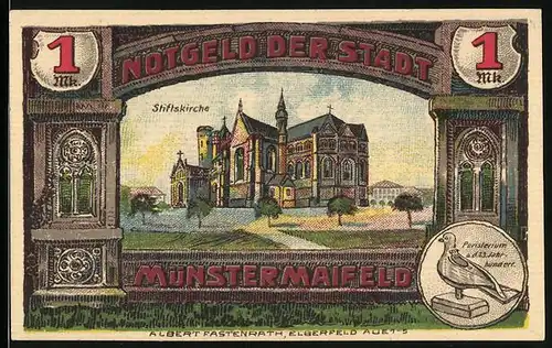 Notgeld Münstermaifeld 1921, 1 Mark, Stiftskirche