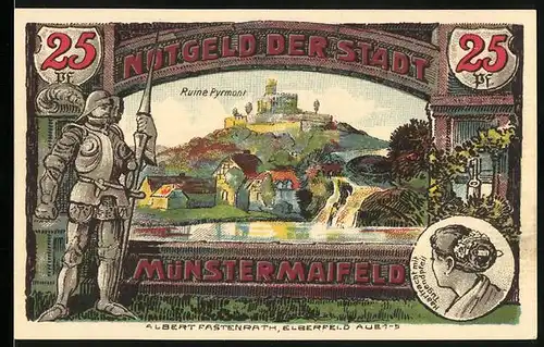 Notgeld Münstermaifeld 1921, 25 Pfennig, Die Ruine Pyrmont