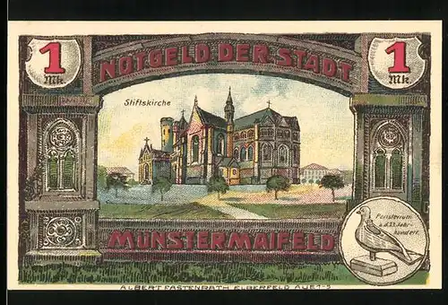 Notgeld Münstermaifeld 1921, 1 Mark, Die Stiftskirche