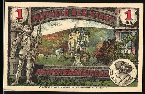 Notgeld Münstermaifeld 1921, 1 Mark, Die Burg Eltz