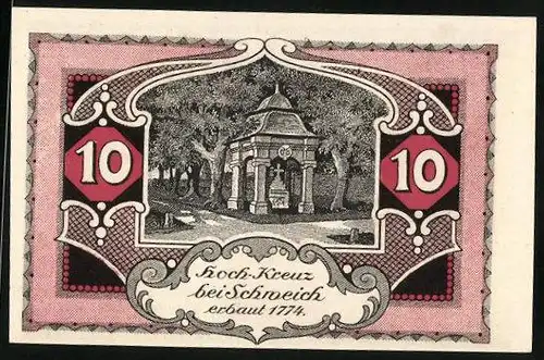 Notgeld Schweich /Mosel 1921, 10 Pfennig, Das Hoch-Kreuz ziwschen Bäumen