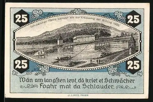 Notgeld Schweich /Mosel 1921, 25 Pfennig, Die Schweicher Fähre setzt über