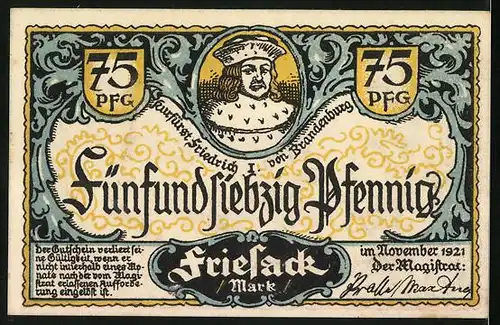 Notgeld Friesack 1921, Kurfürst Friedrich I. von Brandenburg, Raubritter überfallen reisende Kaufleute
