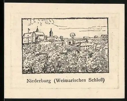 Notgeld Kranichfeld 1921, 10 Pfennig, Wappen mit Kranich, Niederburg
