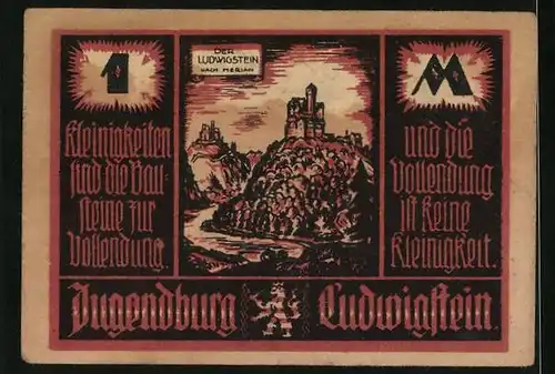 Notgeld Burg Ludwigstein 1921, 1 Mark, Der Ludwigstein nach Merian