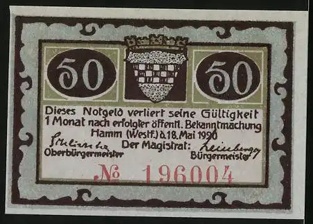 Notgeld Hamm i. Westf. 1920, 50 Pfennig, Alter Bahnhof