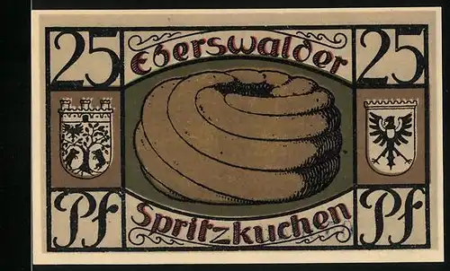 Notgeld Eberswalde 1921, 25 Pfennig, Eberswalder Spritzkuchen, Gesundbrunnen