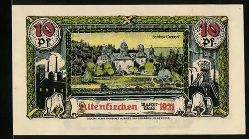 Notgeld Altenkirchen 1921, 10 Pfennig, Schloss Crottorf