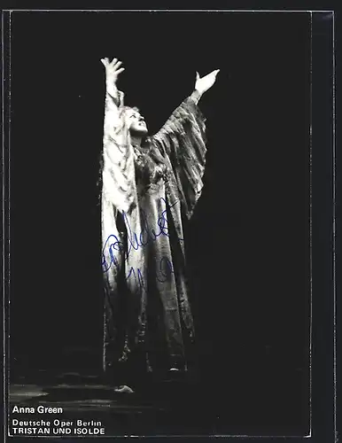 AK Opernsängerin Anna Green hebt betend die Arme, mit original Autograph