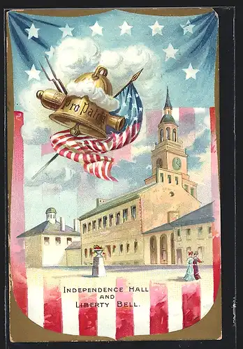 Lithographie Independence Hall and Liberty Bell