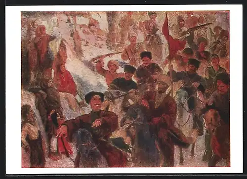 AK Russische Soldaten auf Pferden, Russischer Bürgerkrieg