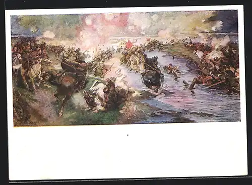 AK Russiche Soldaten mit Pferden, Russischer Bürgerkrieg