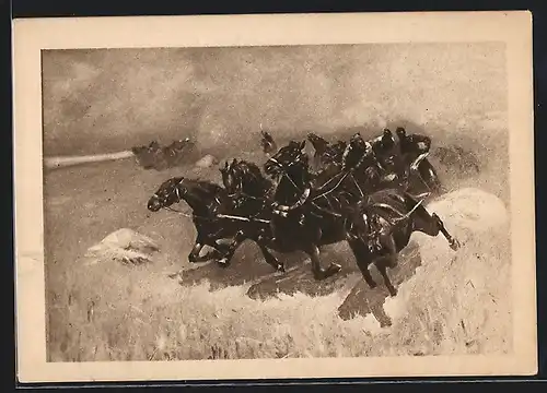 AK Tatschanka, Russische Sldaten mit Pferden, Russischer Bürgerkrieg