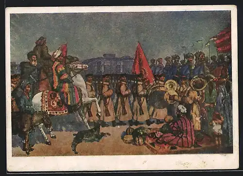 AK Russische Soldaten in Uniform mit Gewehren, Russischer Bürgerkrieg