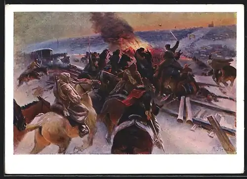 Künstler-AK Novocirask, The regiment of Zlobin at Novocirask in 1920, Russischer Bürgerkrieg