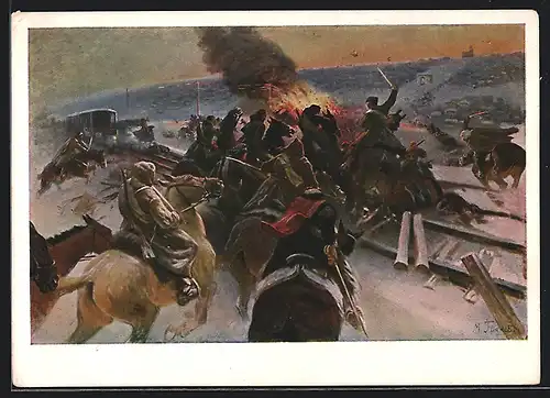 Künstler-AK Novocirask, The regiment of Zlobin at Novocirask in 1920, Russischer Bürgerkrieg