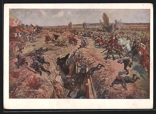 AK Russische Soldaten im Schützengraben, Russischer Bürgerkrieg
